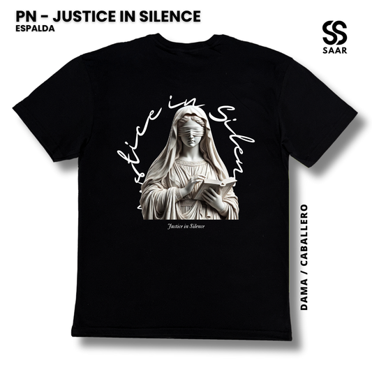 JUSTICE IN SILENCE | Playera Negra